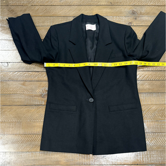 Vintage PENDLETON Black Petite Suit Blazer 100% Virgin Wool - Size 8 - Picture 8 of 11